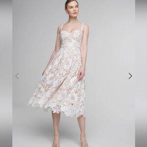 White House Black Market Sleeveless Lace Fit & Flare Midi Dress